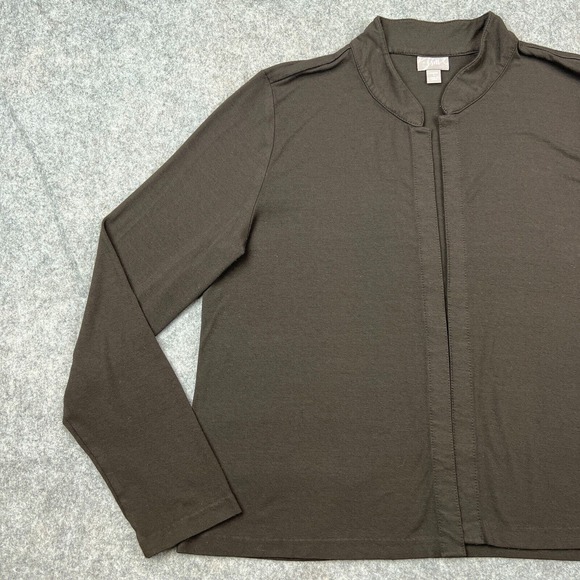 J Jill Cardigan Sweater Womens Large Brown Open Front Knit Topper Stretch Casual - Picture 6 of 12